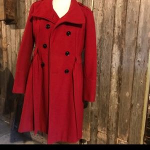 Gorgeous red guess knee length pea coat